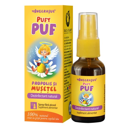 PufyPUF propolis si musetel spray, 20 ml, Dacia Plant 