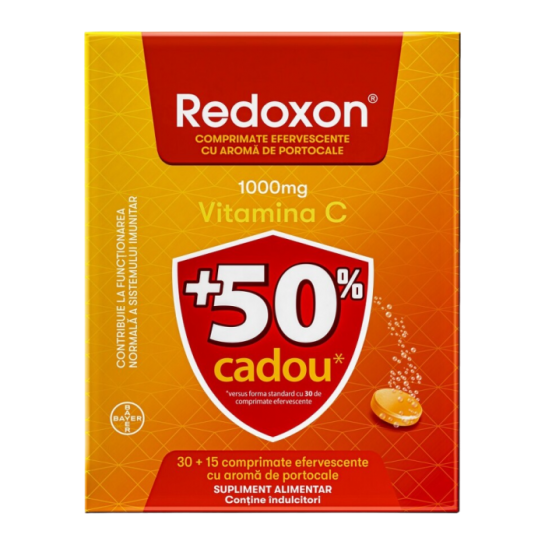 Redoxon Vitamina C 1000mg orange, Pachet promotional 45 comprimate efervescente