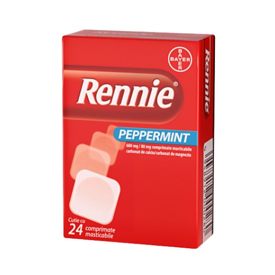 Rennie peppermint, 24 comprimate masticabile