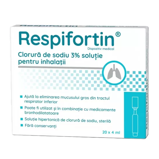 Respifortin Clorura de sodiu 3% solutie pentru inhalatii, 20 fiole, Zdrovit