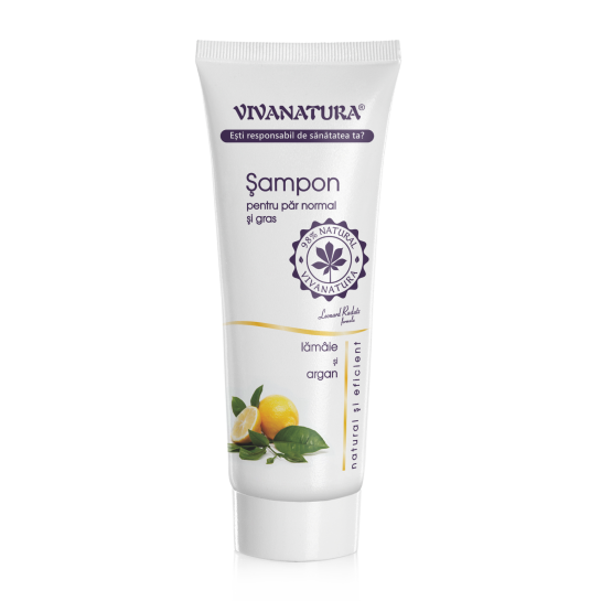 Sampon natural cu lămaie si argan pentru păr normal si gras, 250 ml, VivaNatura