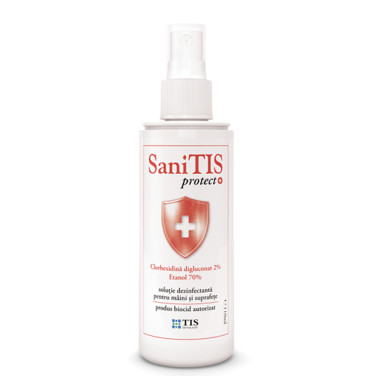 Sanitis solutie dezinfectantă pentru maini si suprafete, 110 ml, Tis