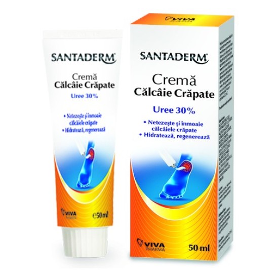 Santaderm cremă cu uree 30% pentru călcaie crăpate, 50 ml, Viva Pharma