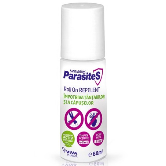 Santaderm Parasites roll on repelent impotriva tantarilor si căpuselor, 60 ml, Viva Pharma