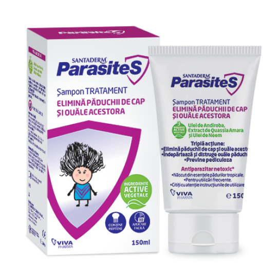 Santaderm Parasites sampon tratament păduchi, 150 ml, Viva Pharma