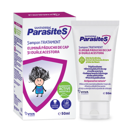 Santaderm Parasites sampon tratament păduchi, 50 ml, Viva Pharma