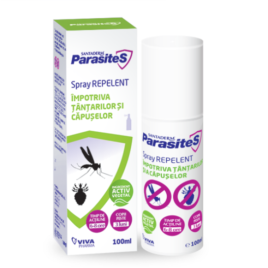 Santaderm Parasites spray repelent impotriva tantarilor si căpuselor, 100 ml, Viva Pharma