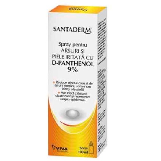 Santaderm spray pentru arsuri si piele D-Panthenol, 100 ml, Viva Pharma