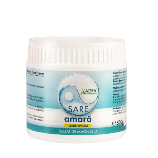 Sare amară Epsom, flacon cu 500g sulfat de magneziu cristale
