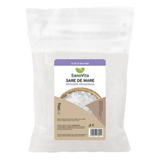 Sare de mare grunjoasă neiodată 500g, SanoVita