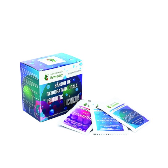 Săruri rehidratare orală cu probiotic si diosmectită, 20 plicuri, Remedia