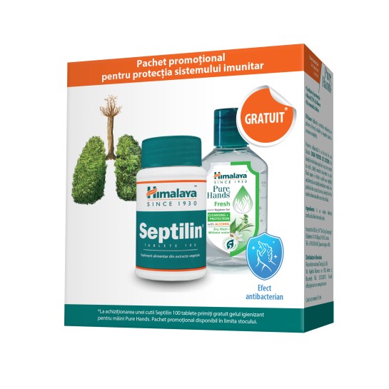 Septilin, 100 tablete + Gel igienizant Pure hands, 50 de ml, Himalaya