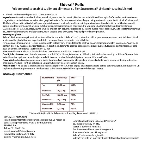 Sideral Folic, 20 plicuri, Labormed