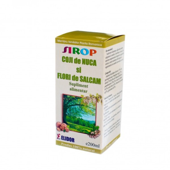 Sirop coji de nucă + salcam, 200ml, Elidor