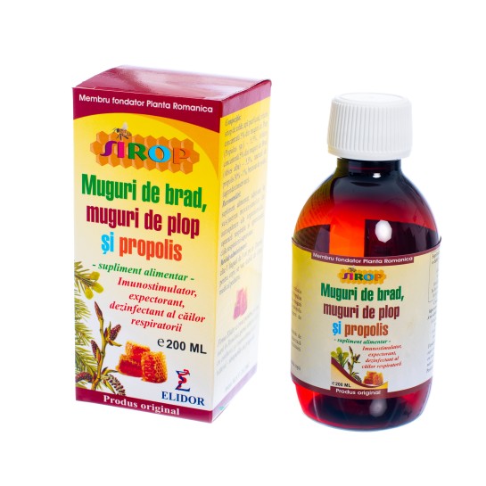 Sirop muguri de brad + plop + propolis, 200ml, Elidor