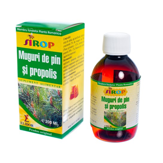 Sirop muguri de pin + propolis, 200ml, Elidor