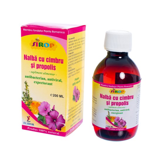 Sirop nalbă + cimbru + propolis, 200ml, Elidor