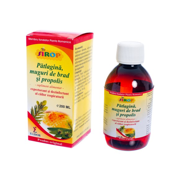 Sirop pătlagină + brad + propolis, 200ml, Elidor