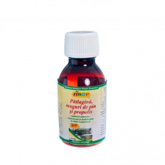 Sirop pătlagină + muguri de pin + propolis, 100ml, Elidor
