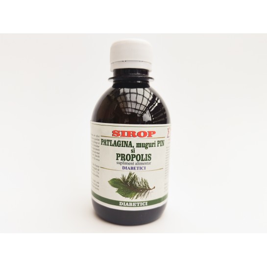 Sirop pătlagină + muguri de pin + propolis pentru diabetici, 200ml, Elidor