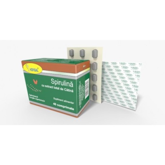 Spirulină cu extract total de cătină, 40 comprimate, Hofigal