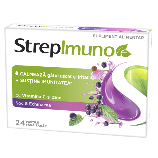 StrepImuno cu soc si echinacea, 24 pastile de supt, Reckitt Benckiser