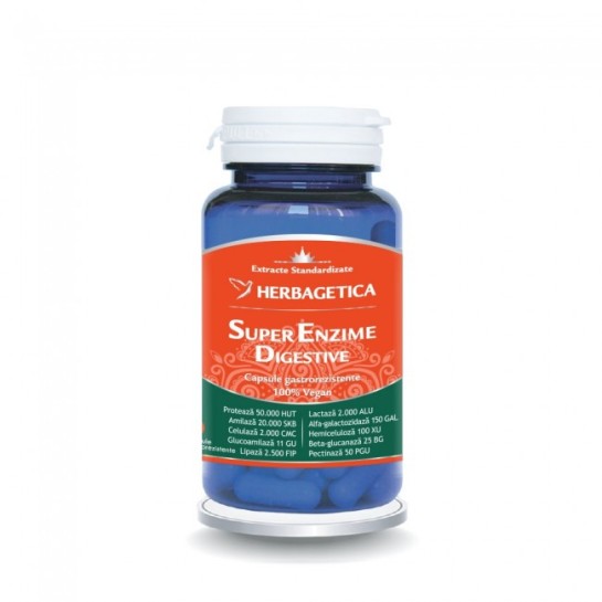 Super enzime digestive 30 capsule, Herbagetica