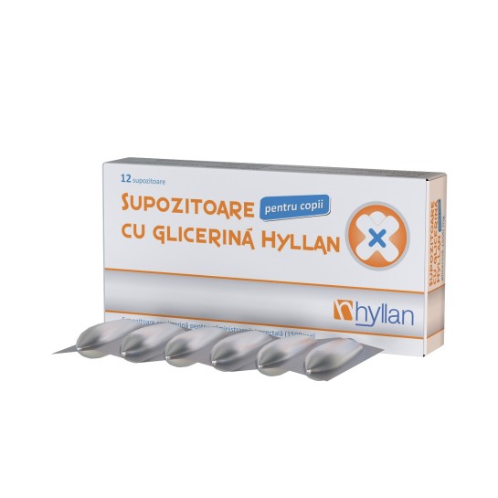 Supozitoare cu glicerină, 1500mg copii, 12 supozitoare, Hyllan