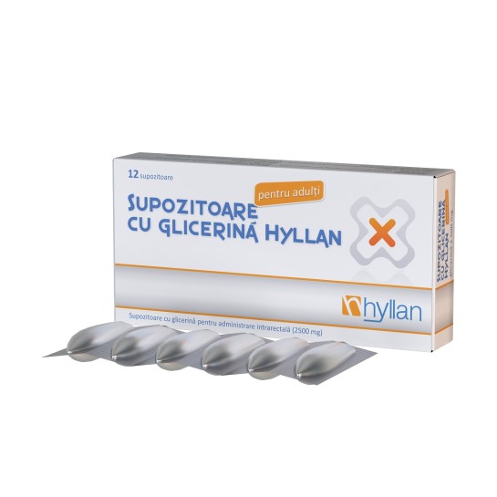Supozitoare cu glicerină, 2500mg adulti, 12 supozitoare, Hyllan