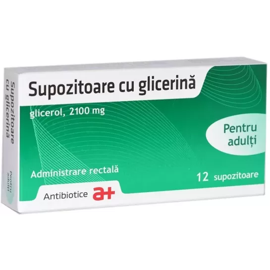 Supozitoare cu glicerina pentru adulti, 12 supozitoare, Antibiotice SA