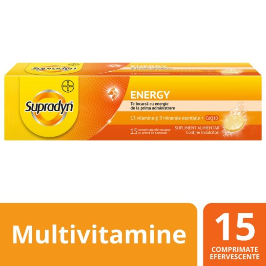 Supradyn Energy Multivitamine si Coenzima Q10, 15 comprimate efervescente