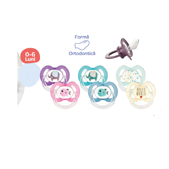 Suzete silicon ortodontice, diferite culori 0-6luni, Babynova