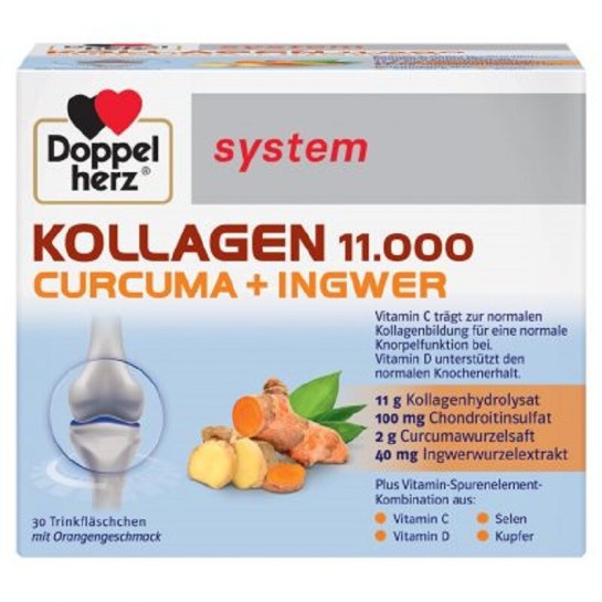 Doppelherz  System Kollagen 11000 + Curcuma + Ghimbir, 30 flacoane