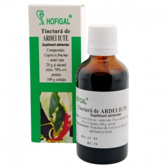 Tinctură de Ardei iute, 50 ml, Hofigal