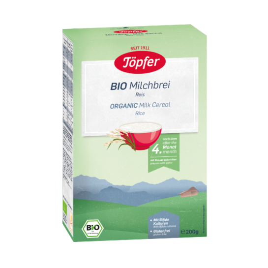 Topfer Cereale bio orez lapte, +4 luni, 200g