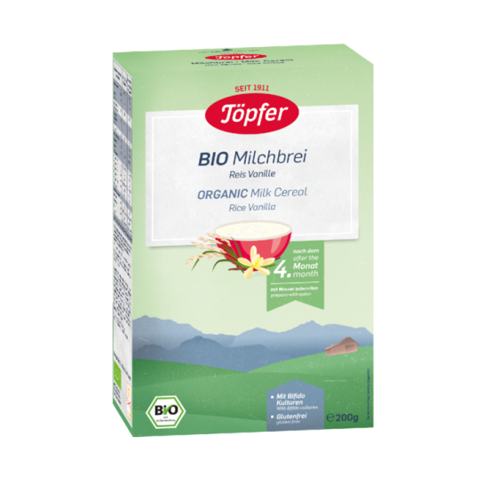 Topfer Cereale bio orez lapte vanilie, +4 luni, 200g
