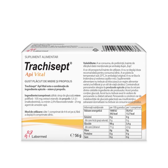 Trachisept ApiVital, 16 comprimate pentru supt, Labormed