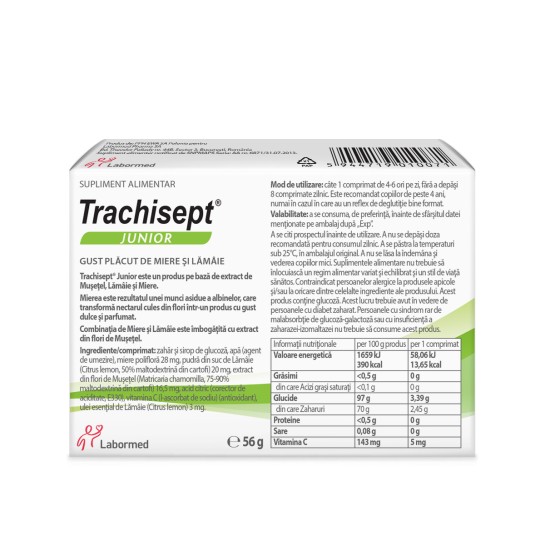 Trachisept Junior, 16 comprimate pentru supt, Labormed