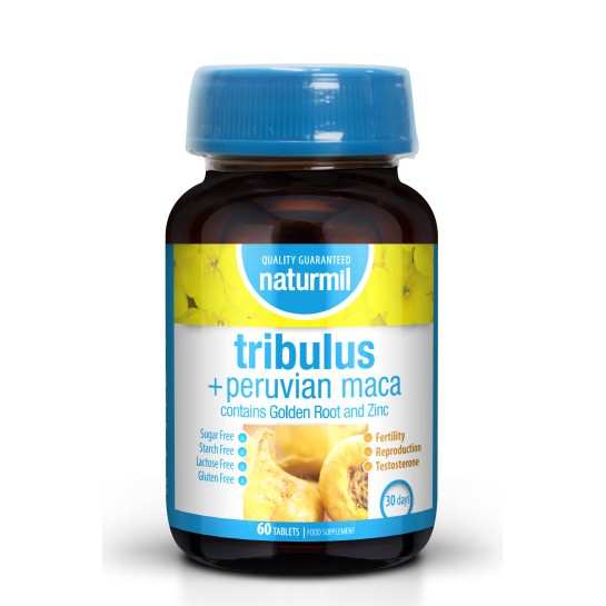 Tribulus 350mg + Maca 350mg, 60 tablete, Naturmil