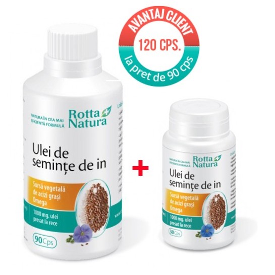 Ulei seminte de in, 90 capsule + 30 capsule, Rotta Natura