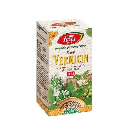 Vermicin cu miere si propolis, D73, sirop, 100ml, Fares