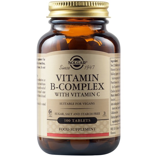 Vitamina B Complex cu Vitamina C, 100 tablete, Solgar
