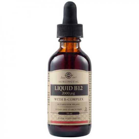 Vitamina B12 lichidă sublinguală 2000 mcg, 59 ml, Solgar