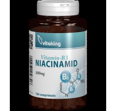 Vitamina B3 (niacinamida), 500 mg, 100 comprimate, Vitaking