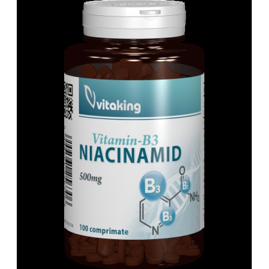 Vitamina B3 (niacinamida), 500 mg, 100 comprimate, Vitaking