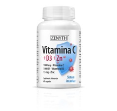 Vitamina C +D3 +Zn, 60 capsule, Zenyth