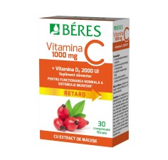 Vitamina C 1000 mg comprimat filmat RETARD + Vitamina D3 2000 UI, 30 comprimate, Beres