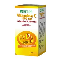 Vitamina C 1000mg + Vitamina D3 4000 UI, 40 comprimate, Beres Pharmaceuticals