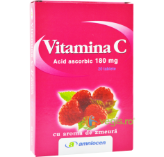 Vitamina C 180mg zmeura 20cpr Amniocen