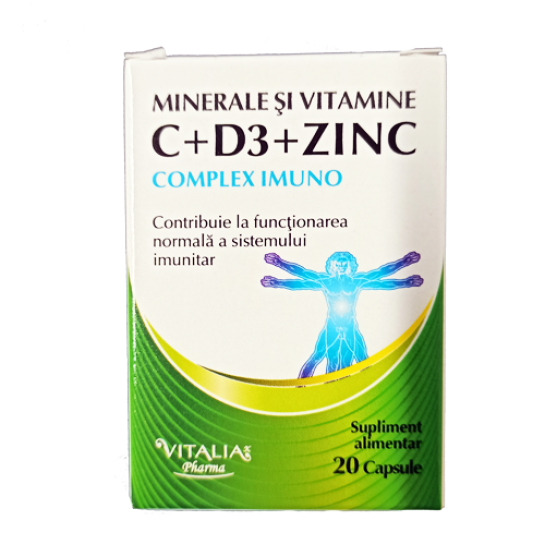 Vitamina C + D3 + Zn, 20 capsule, Viva Pharma